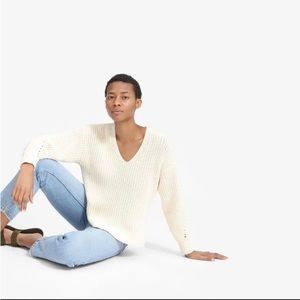 The Texture Cotton V-Neck in Bone